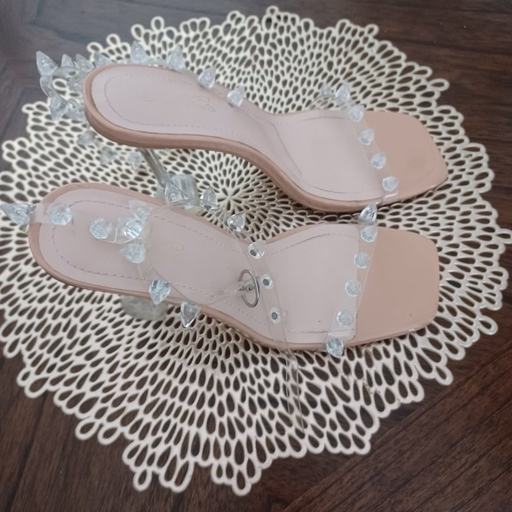 Ladies Clear Spiked Clear Heels